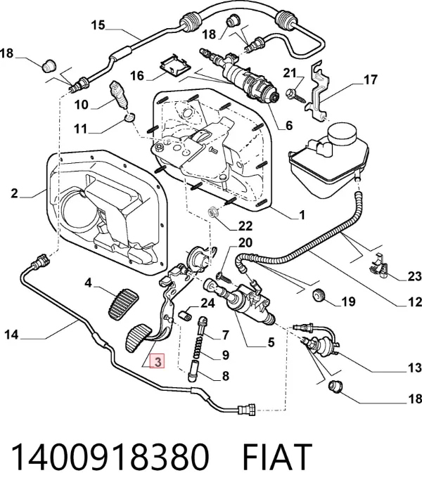 Pedal de embraiagem 1400918380 Fiat/Alfa/Lancia