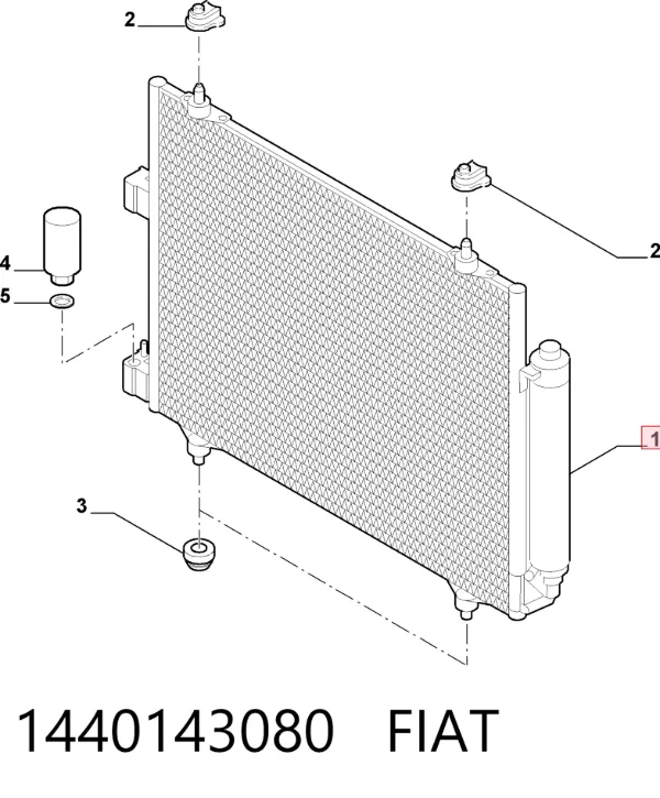 Radiador de aparelho de ar condicionado 1440143080 Fiat/Alfa/Lancia