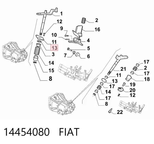 Vedação da haste de mudança da caixa de mudança 14454080 Fiat/Alfa/Lancia