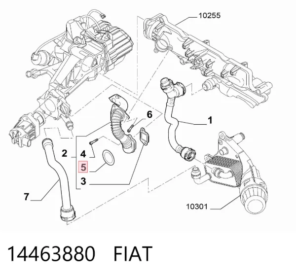 Vedante do flange (da união em T) do sistema de esfriamento 14463880 Fiat/Alfa/Lancia