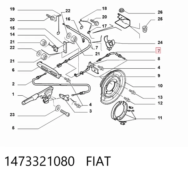 Cabo do freio de estacionamento traseiro direito 1473321080 Fiat/Alfa/Lancia