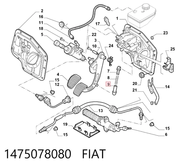 Mola de pedal de embraiagem 1475078080 Fiat/Alfa/Lancia