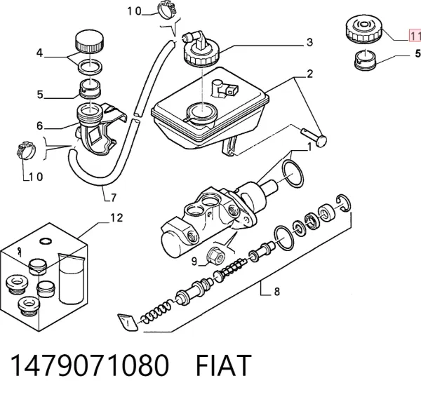 Tampa de tanque de cilindro mestre do freio 1479071080 Fiat/Alfa/Lancia