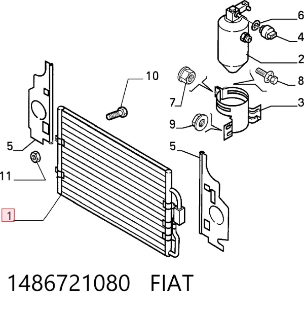 Radiador de aparelho de ar condicionado 1486721080 Fiat/Alfa/Lancia