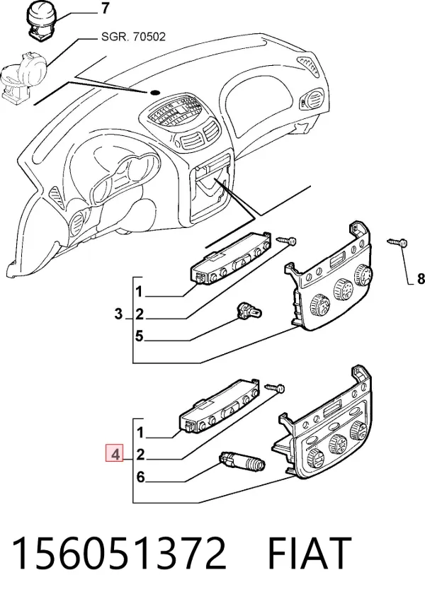 Unidade de controlo dos modos de aquecimento/condicionamento 156051372 Fiat/Alfa/Lancia