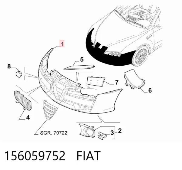 Pára-choque dianteiro 156059752 Fiat/Alfa/Lancia