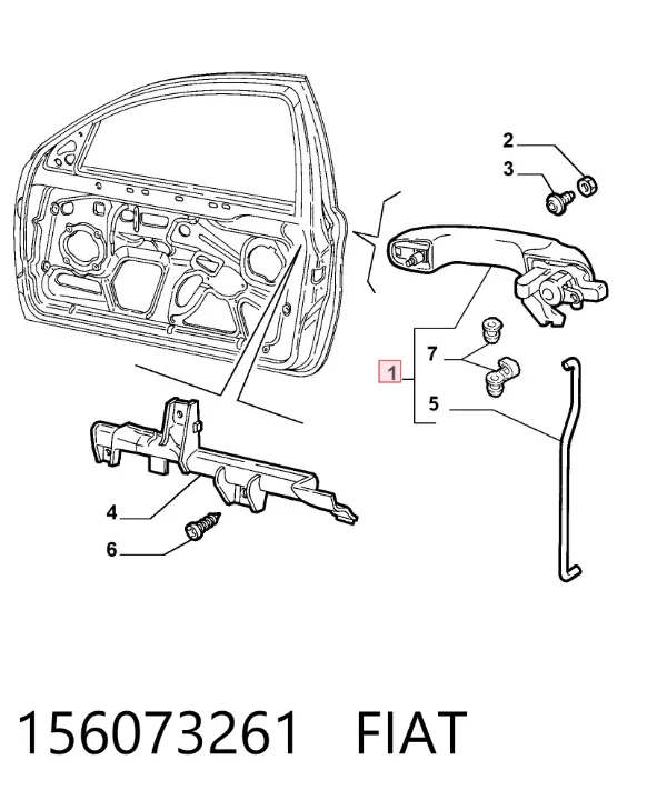 Maçaneta dianteira esquerda externa da porta 156073261 Fiat/Alfa/Lancia