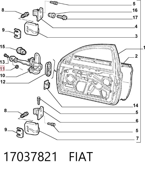 Porca de tubo coletor de escape 17037821 Fiat/Alfa/Lancia