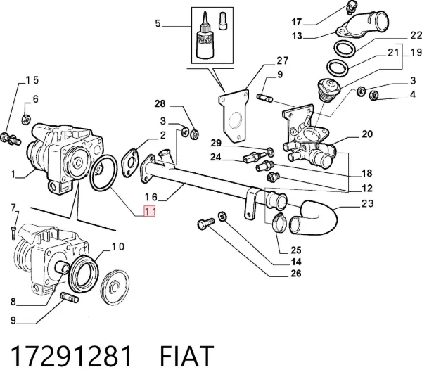 Bomba de água (bomba) de esfriamento 17291281 Fiat/Alfa/Lancia