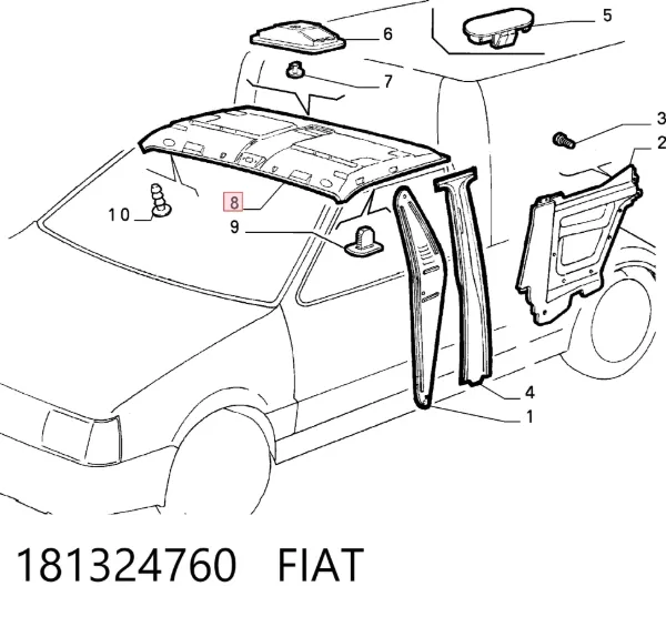 Revestimento do teto 181324760 Fiat/Alfa/Lancia