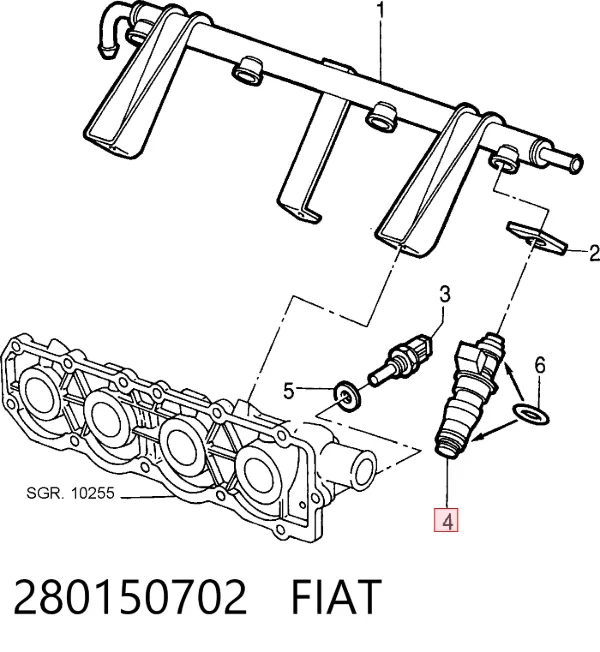 Injetor de injeção de combustível 280150702 Fiat/Alfa/Lancia