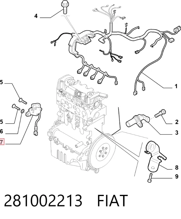 Sensor de posição da árvore distribuidora 281002213 Fiat/Alfa/Lancia