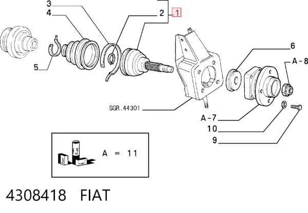 Junta homocinética externa dianteira 4308418 Fiat/Alfa/Lancia