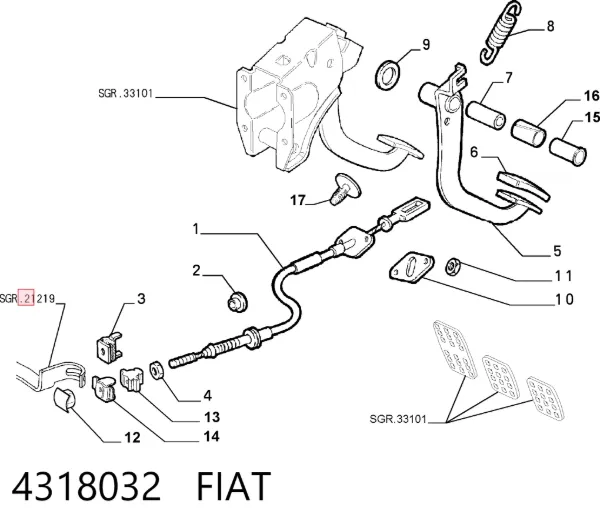 Meio para a fixação de parafusos 4318032AC Chrysler