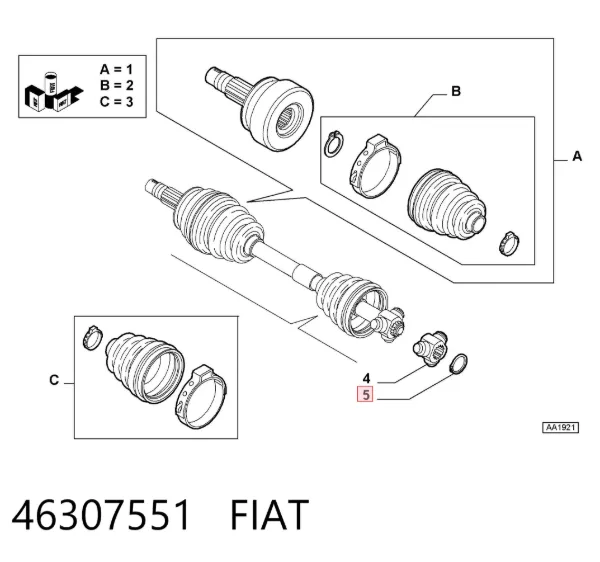 Anel de travagem de junta homocinética 46307551 Fiat/Alfa/Lancia