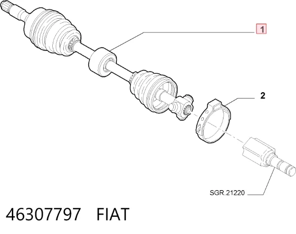 Semieixo (acionador) dianteiro direito 46307797 Fiat/Alfa/Lancia