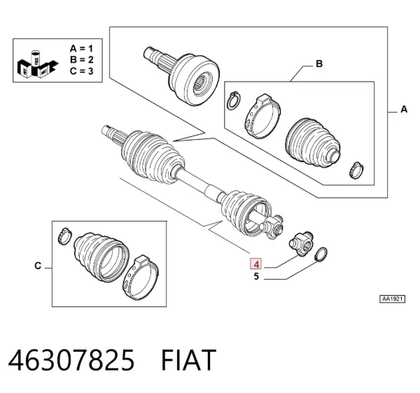 Junta homocinética interna, tripé 46307825 Fiat/Alfa/Lancia