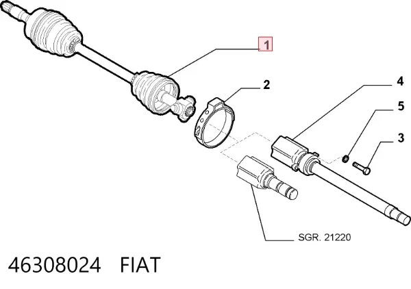 Semieixo (acionador) dianteiro direito 46308024 Fiat/Alfa/Lancia