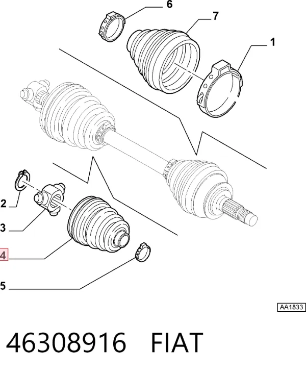 Bota de proteção interna de junta homocinética do semieixo dianteiro 46308916 Fiat/Alfa/Lancia