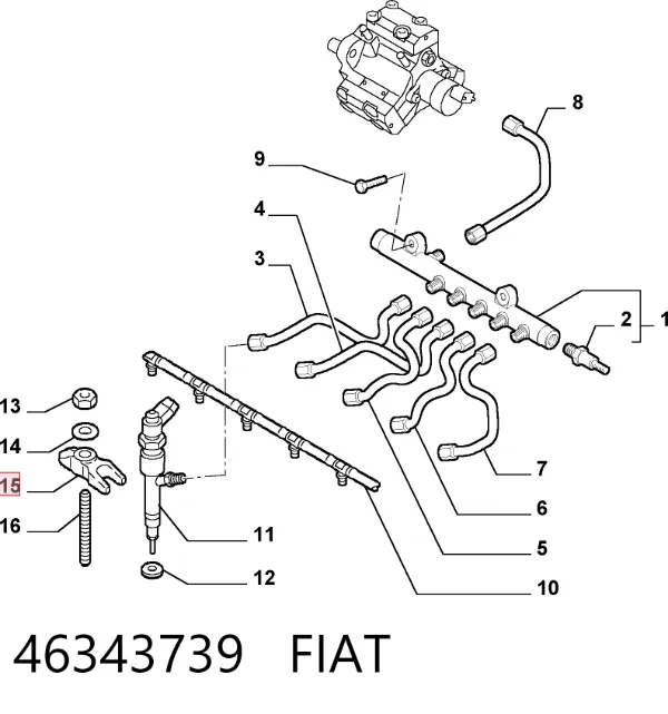 Consola de fixação do injetor 46343739 Fiat/Alfa/Lancia