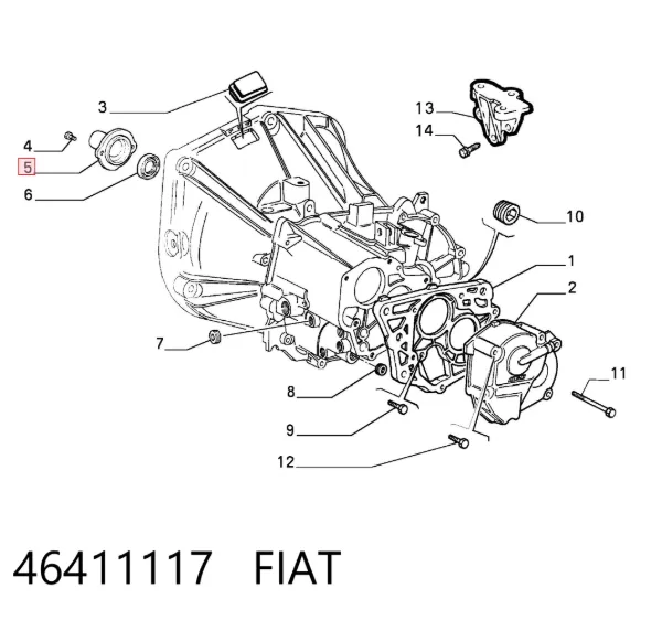 Guia da árvore primária da Caixa de Mudança 46411117 Fiat/Alfa/Lancia
