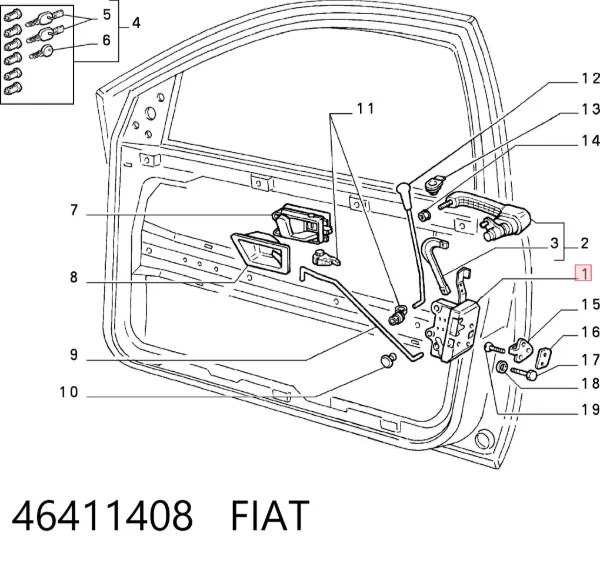 Fecho da porta dianteira direita 46411408 Fiat/Alfa/Lancia