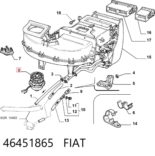 Motor de ventilador de forno (de aquecedor de salão) 46451865 Fiat/Alfa/Lancia