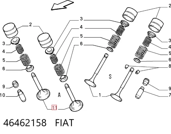 Válvula de admissão 46462158 Fiat/Alfa/Lancia
