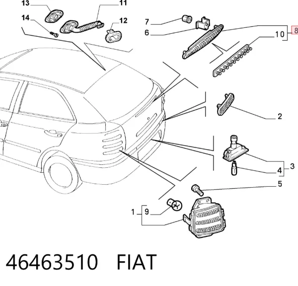 Sinal de parada traseiro adicional 46463510 Fiat/Alfa/Lancia
