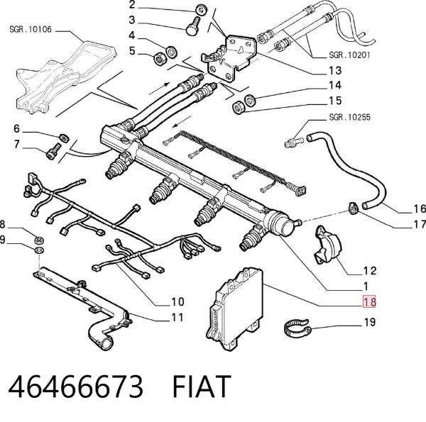 Módulo de direção (Centralina eletrônica) de injeção de combustível 46466673 Fiat/Alfa/Lancia