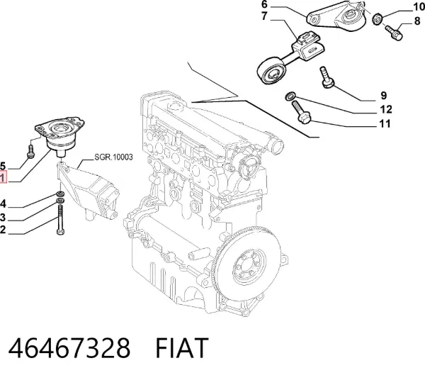 Coxim (suporte) direito de motor 46467328 Fiat/Alfa/Lancia