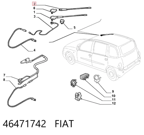 Haste de antena 46471742 Fiat/Alfa/Lancia