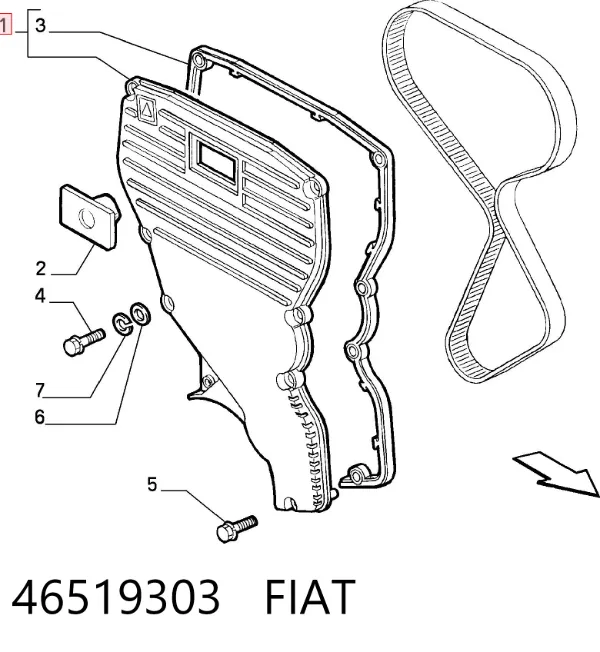 Proteção da correia do mecanismo de distribuição de gás 46519303 Fiat/Alfa/Lancia