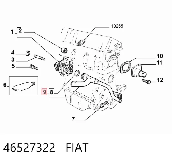 Mangueira (cano derivado) do sistema de esfriamento 46527322 Fiat/Alfa/Lancia