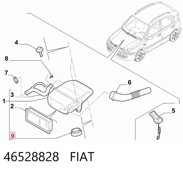 Coxim de caixa de filtro de ar 46528828 Fiat/Alfa/Lancia