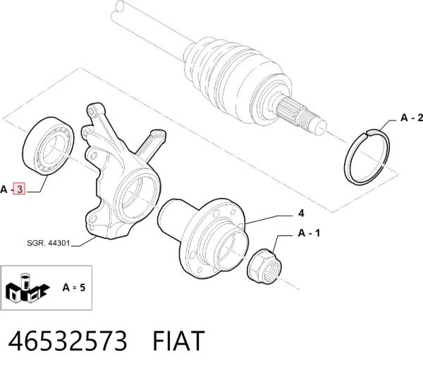 Rolamento de cubo dianteiro 46532573 Fiat/Alfa/Lancia