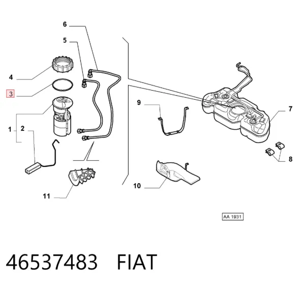 Compactador da bomba de combustível 46537483 Fiat/Alfa/Lancia