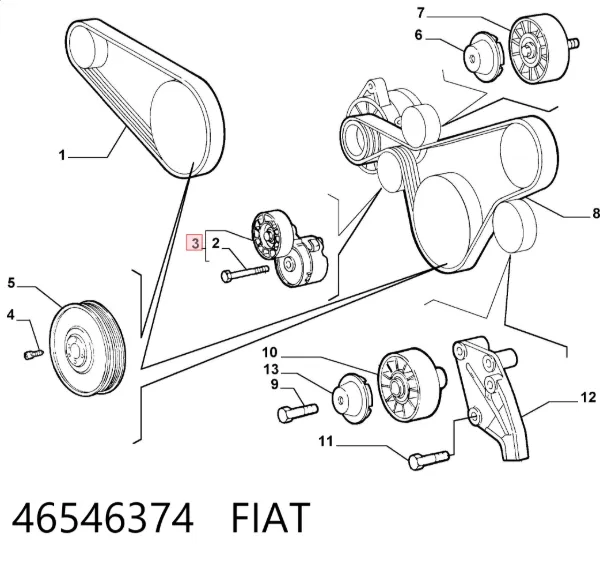Reguladora de tensão da correia de transmissão 46546374 Fiat/Alfa/Lancia