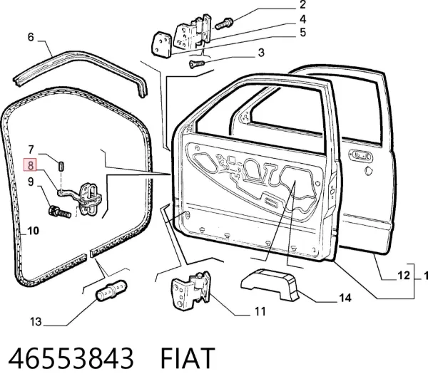 Limitador dianteiro de abertura de porta 46553843 Fiat/Alfa/Lancia