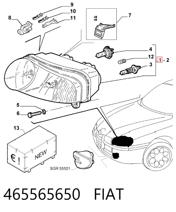 Luz direita 465565650 Fiat/Alfa/Lancia