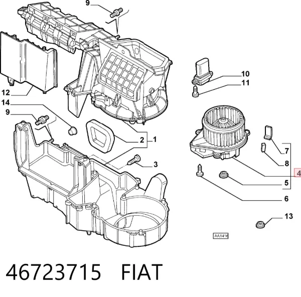 Motor de ventilador de forno (de aquecedor de salão) 46723715 Fiat/Alfa/Lancia
