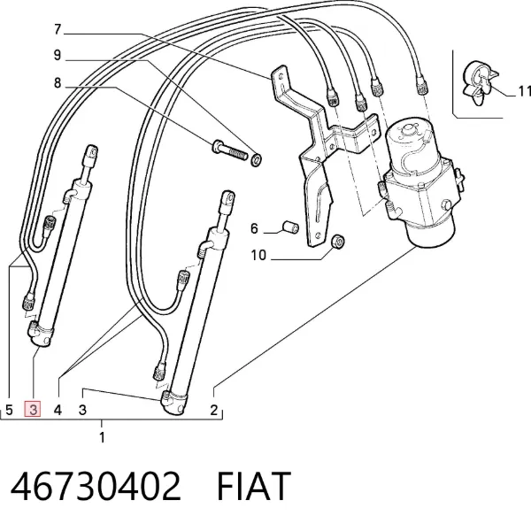 Amortecedor da capota 46730402 Fiat/Alfa/Lancia