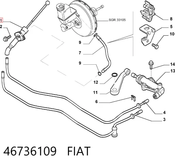 Cilindro mestre de embraiagem 46736109 Fiat/Alfa/Lancia