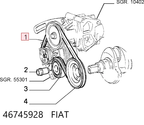 Correia dos conjuntos de transmissão 46745928 Fiat/Alfa/Lancia