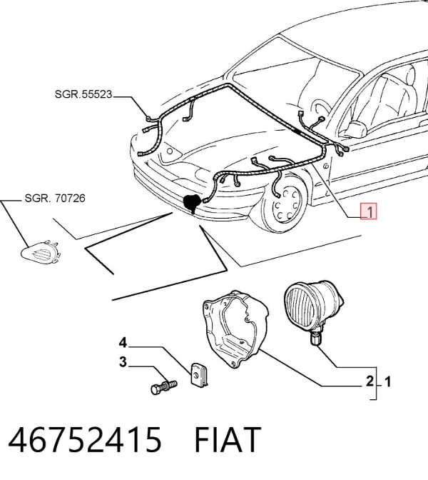 Luzes de nevoeiro esquerdas 46752415 Fiat/Alfa/Lancia
