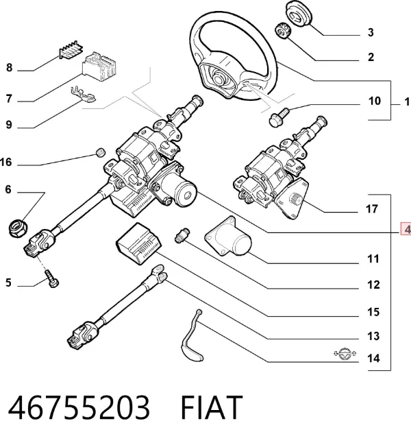 Coluna da direção 46755203 Fiat/Alfa/Lancia