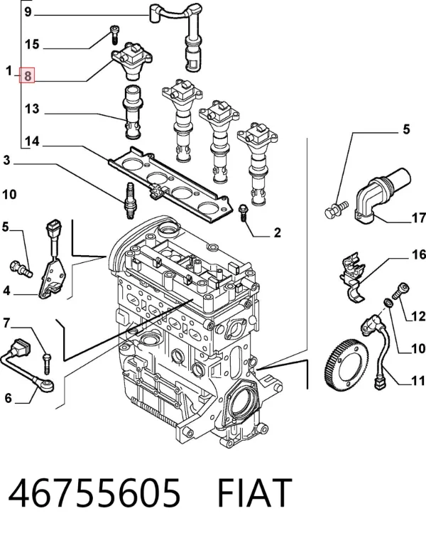 Bobina de ignição 46755605 Fiat/Alfa/Lancia