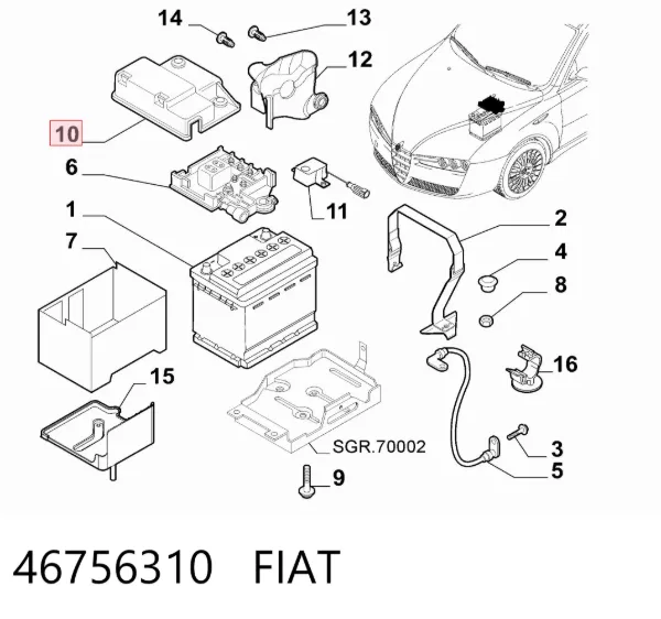 Tampa de bateria recarregável (PILHA) 46756310 Fiat/Alfa/Lancia