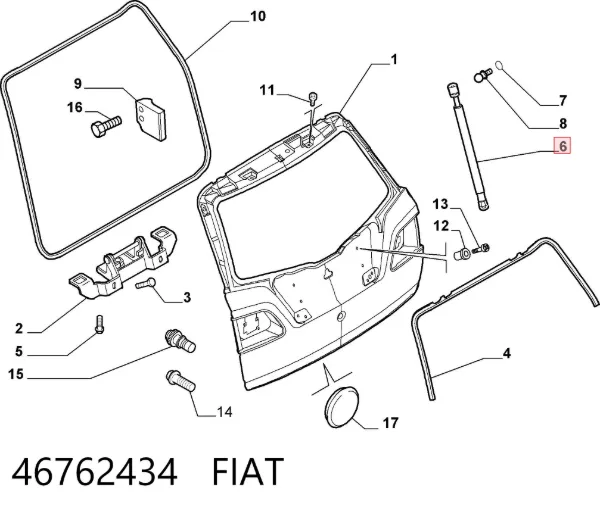 Amortecedor de tampa de porta-malas (de 3ª/5ª porta traseira) 46762434 Fiat/Alfa/Lancia