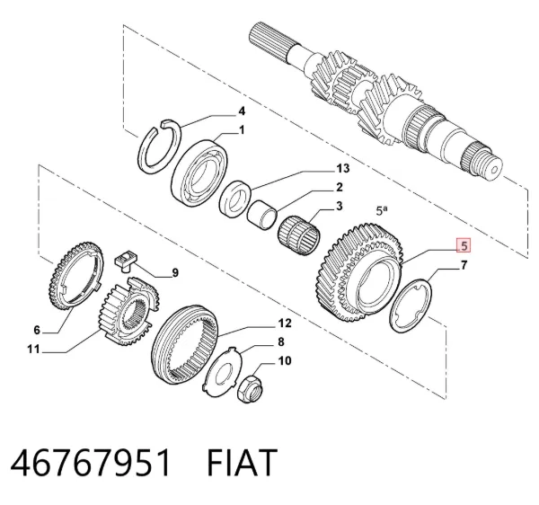 Roda dentada motriz de 5ª velocidade Fiat 500 312